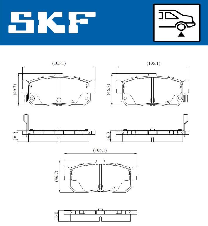 Jeu de 4 plaquettes de frein SKF VKBP 91145 A